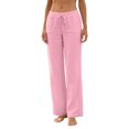 thumbnail image 5 of Wutalume Women's Casual Lightweight Linen Pants - with Drawstring Waist and Pockets, Loose Trousers for Summer, Beach, Travel, Breathable Airy Fabric, Perfect Summer Pants for Women,Pink L, 5 of 7