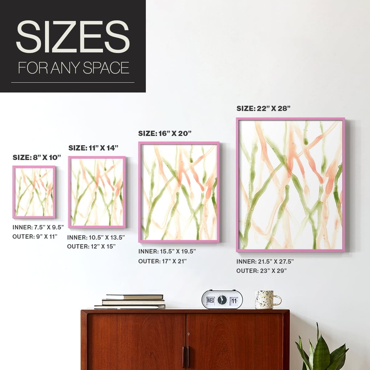 Runnel XIII in Pink Solid Wood 11 x 14 Framed Print