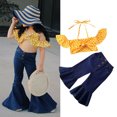 thumbnail image 4 of Gupgi Girl Summer Clothes Wave Point Off Shoulder Tube Tops+Denim Pants, 4 of 6