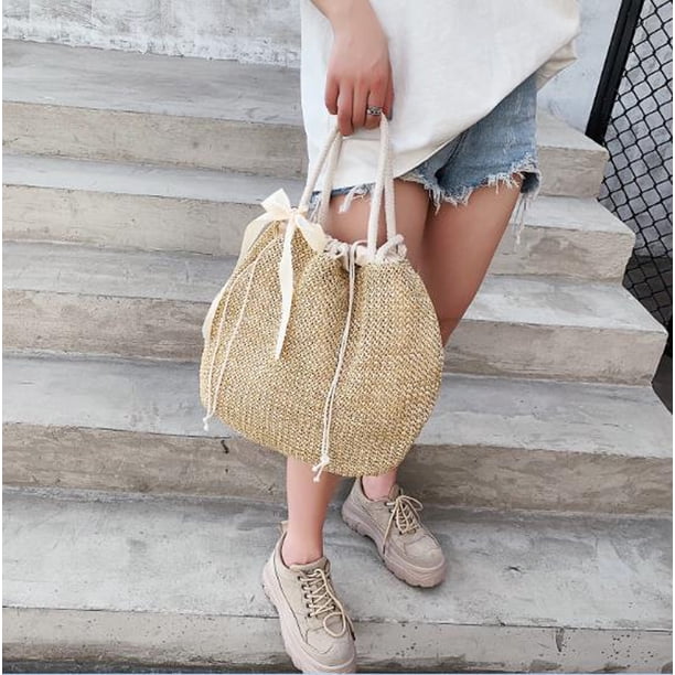Sac Panier En Paille Femme - Boho été Plage - Petit Modèle