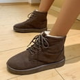 thumbnail image 4 of Mepaouo Women's Ankle Winter Boots Fleece Lined Suede Waterproof Lace Up Outdoor Snow Short Booties, 4 of 8