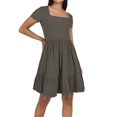 thumbnail image 1 of Vestido informal de playa con cuello cuadrado y pliegues en línea A para mujer - Tejido transpirable, estilo versátil, sandalias/zapatillas deportivas - Tallas S-XL para vacaciones, 1 of 4
