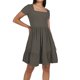 thumbnail image 1 of Vestido informal de playa con cuello cuadrado y pliegues en línea A para mujer - Tejido transpirable, estilo versátil, sandalias/zapatillas deportivas - Tallas S-XL para vacaciones, 1 of 4