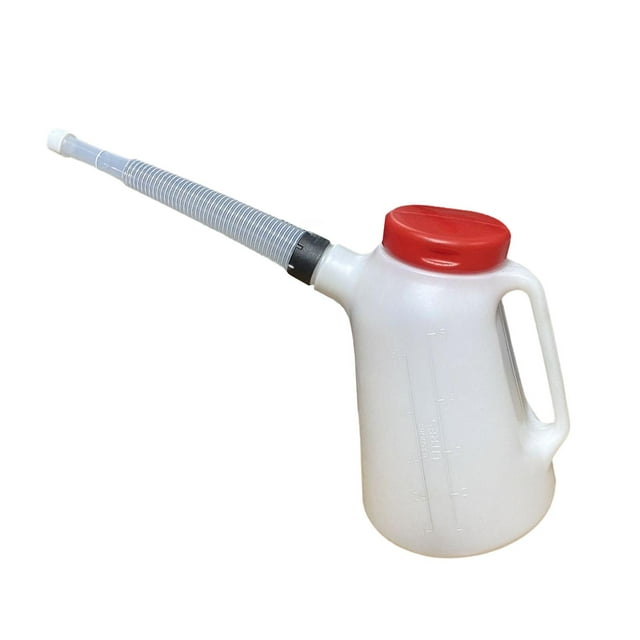 Colaxi Contenant de Mesure d'Huile, Distributeur Automobile, Pot Robuste de 5 L Étanche avec Couvercle et Long Bec pour Automobile Voiture Noir