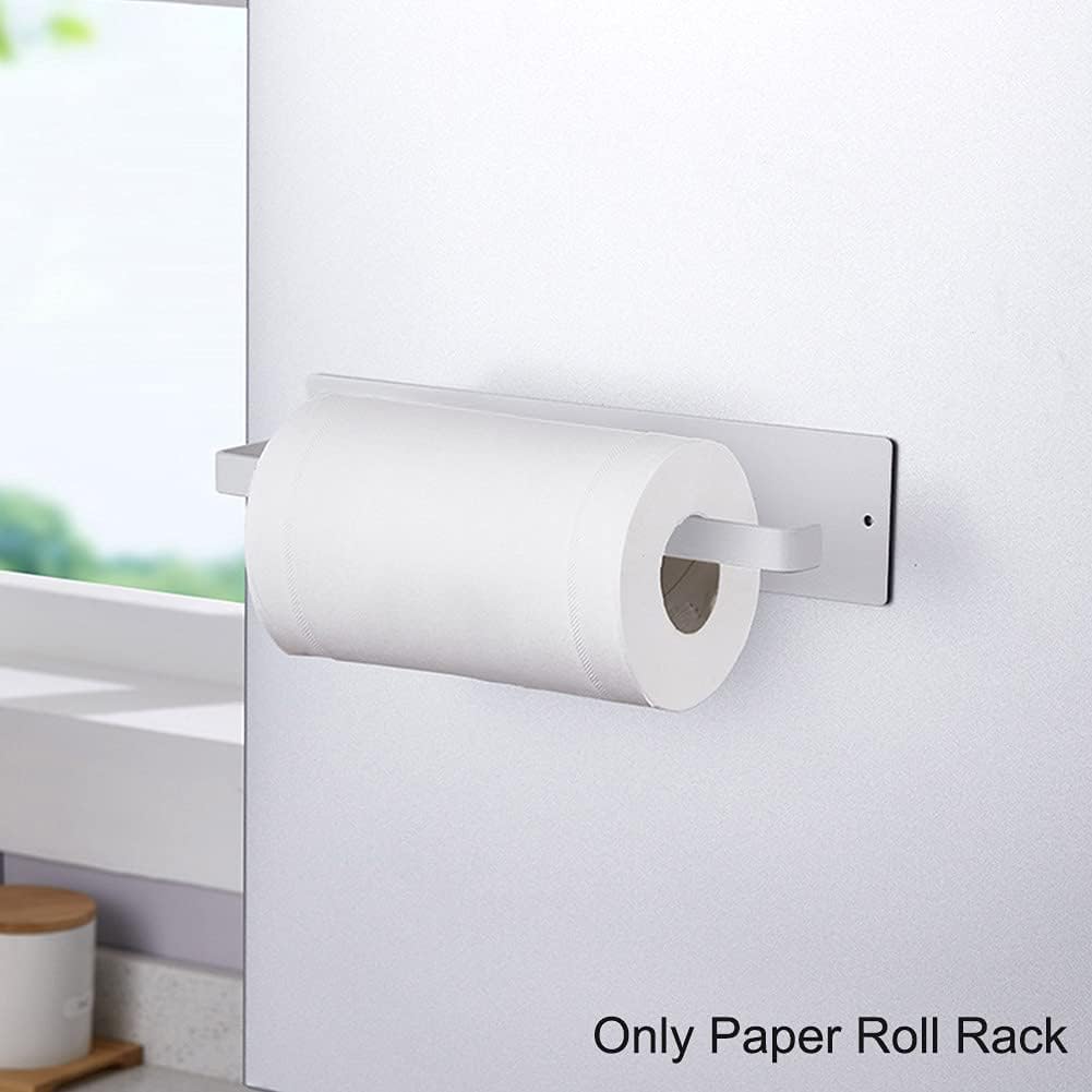 RGHJAR-Magnetic Towel Bar, Kitchen Towel Rack Magnetic Paper Towel Holder for Refrigerator Multifunctional Paper Roll Rack Cabinet Towel Bar for Bathroom, Toilet, Drill Free - White