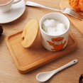 thumbnail image 3 of Small Ceramic Sugar Bowl Cat Pattern with Wooden Lid (Brown Golden Retriever Pattern), 3 of 7