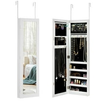 Giantex Jewelry Armoire Organizer w/LED lights, Door/Wall Mounted Jewelry Cabinet w/Full-Length Mirror, Large Storage Capacity