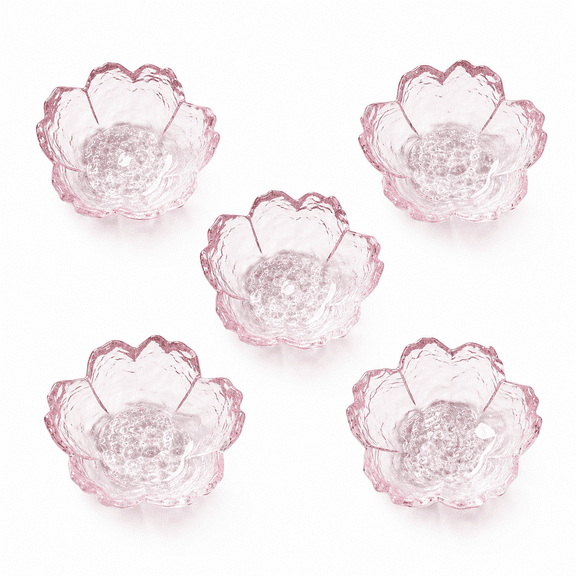 Pink Lotus Glass Tealight Candle Holders, Set of 5 Decorative Candle Holders for Wedding, Table Centerpieces and Home Decor