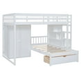 thumbnail image 5 of Harper & Bright Designs Full Over Twin Size Bunk Bed with Wardrobe and Storage Stairs, Wooden L-Shaped Bunkbed with Drawers & Closet for Kids Teens Adults Bedroom, White, 5 of 15