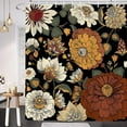 thumbnail image 4 of Boho Floral Botanical Shower Curtain, Mid Century Morden Abstract Bohemian Flowers Tropical Leaves Bathroom Curtain, Waterproof Fabric Bathroom Accessories with Hooks, 72X72, 4 of 7