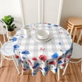 thumbnail image 5 of Red Blue Floral Tablecloth Round 60Inch 4th of July Watercolor Poppy Flowers Table Cover with Gray Buffalo Plaids Patriotic Heat Resistant Table Cloth for Kitchen Dining Holiday Tabletop Decor, 5 of 6