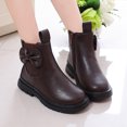 thumbnail image 5 of Lutiedan Girls Ankle Boots with Side Zipper Comfort Slip-Resistant Shoes Bow Decor Princess Boots for Toddler Little Big Kids,Brown,29, 5 of 7