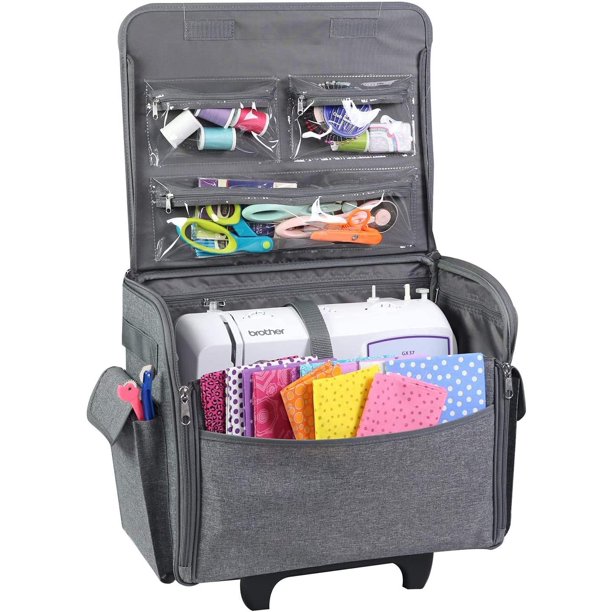 Everything Mary Sewing Machine Rolling Case, Grey Heather