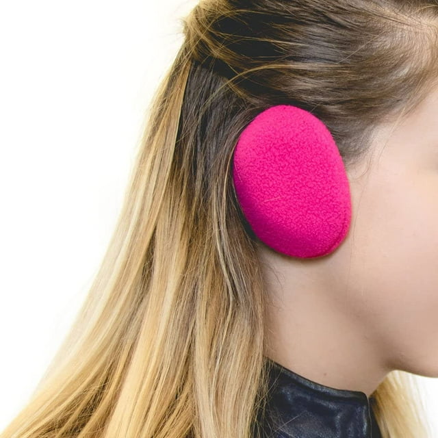 Bandless Ear Warmers/Fleece Earmuffs with - Pink, Small