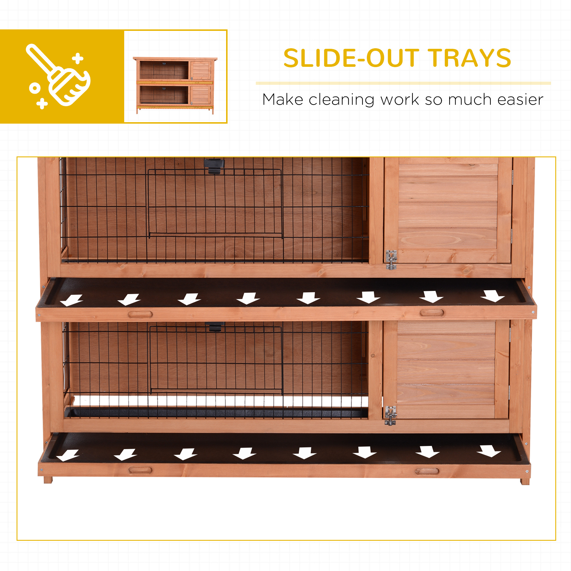 Pawhut 54" Two-Level Rabbit Hutch with Asphalt Roof photo 5