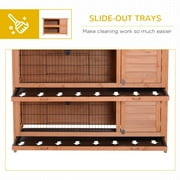 Pawhut 54 2-Floor Large Rabbit Hutch Wooden Pet House Bunny Cage Small Animal Habitat with Lockable Doors Run Asphalt Roof for Outdoor Use Gray