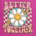 thumbnail image 6 of Wild Bobby Retro Better Together Daisy Smiley Face Checkered Background Vintage Women Graphic Tee, Fuschia, 3X-Large, 6 of 6