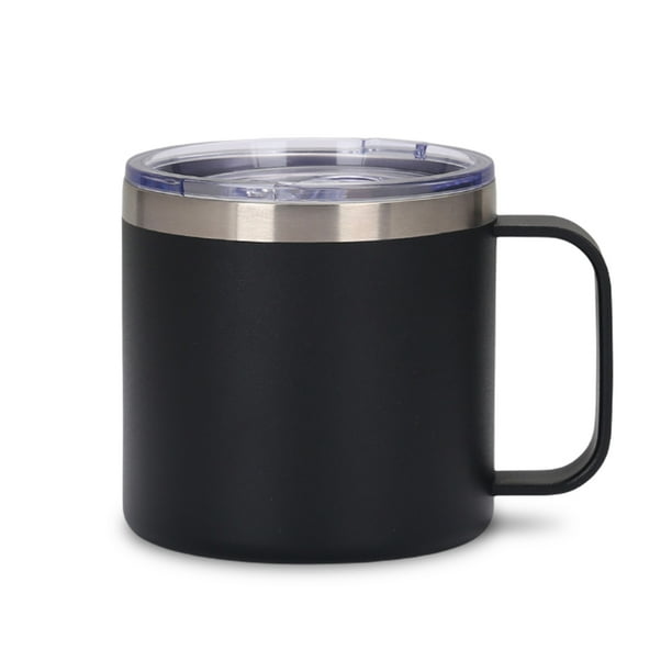 Toystoory Taza portátil de acero inoxidable con tapa de asa, Camper, taza para beber leche aislada al vacío, botella para acampar, hogar, coche al aire Mostrada Negro Toystoory HA010518-01B