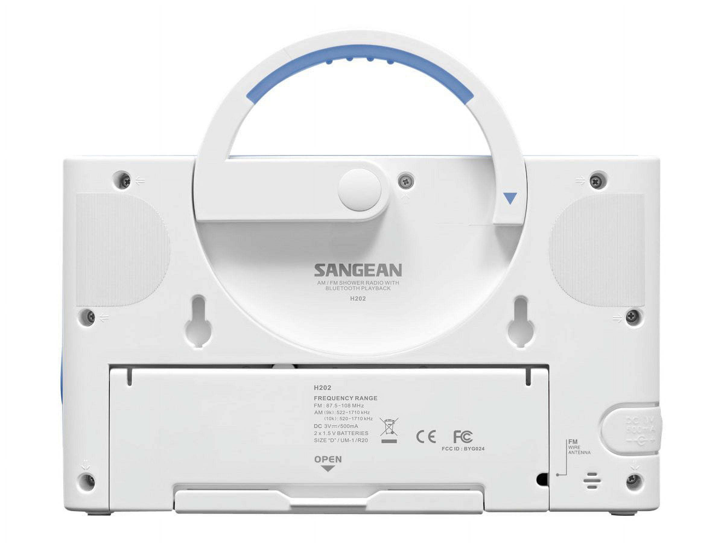 Sangean H202 Portable AM/FM/Weather Alert/ Bluetooth Digital Tuning Waterproof Shower Radio - image 3 of 8