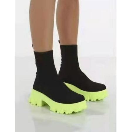 

Women Stockings Lolita Ankle Fashion Rubber Rock Shoes Woman Boots Socks Heels Luxury Designer Clogs Platform Round Toe Boots