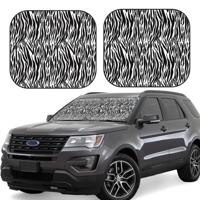 Fotbe Zebra Juego de 2 Piezas de Parasoles para Parabrisas | Bloqueador Solar para Auto | Accesorios Plegables para Protección Solar Interior-Small