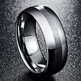 thumbnail image 2 of 8mm Domed Tungsten Carbide Rings for Men Women Wedding Bands with Brushed Center Comfort Fit Size 7-12, 2 of 6