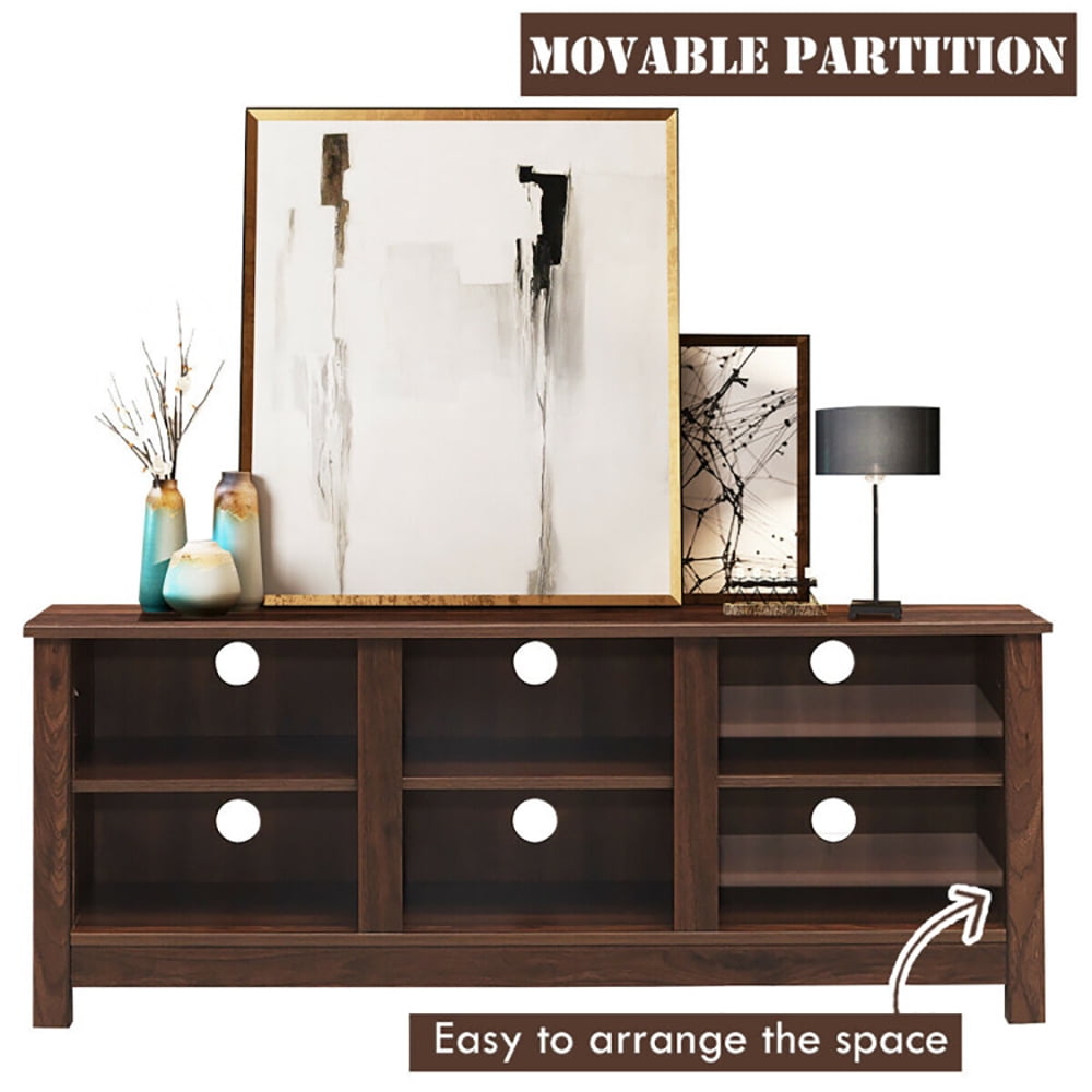 Finihen TV Stand, TV Cabinet, 60 Inch Entertainment TV Stand Cabinet, Media Entertainment Center with Storage, for Living Room, Bedroom, Brown