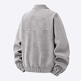 thumbnail image 5 of Ceisia Men Patchwork Suede Corduroy Collar Jacket Full Zip Long Sleeve Retro Casual Outerwear Gray XXXL Gift, 5 of 6