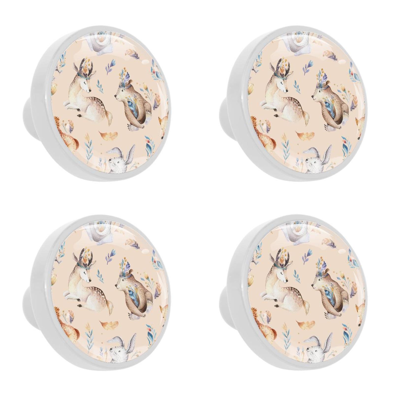 4 Pcs Fox Knobs for Kitchen Cupboard Dresser Bookcase Drawer