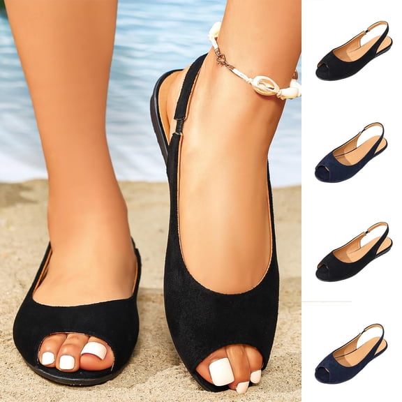 Miluxas Women Pumps Peep Open Toe Ankle Strap Slingback Low Heel Dress Shoes Sandals Suede office Wedding Shopping Navy 9.5(43)