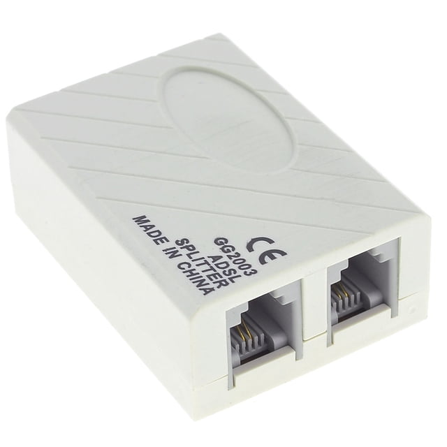 1 to 2 RJ11 6P2C Female Socket Phone Modem ADSL Splitter Filter