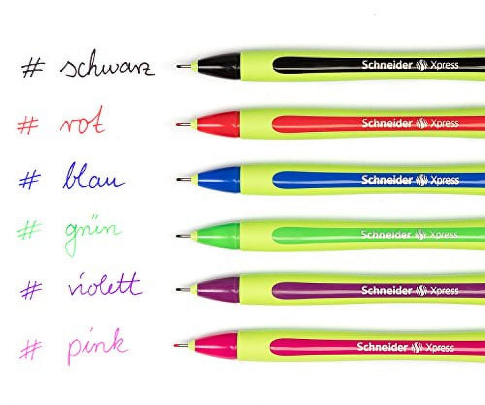 Schneider Xpress Premium Fineliner, 0.8 mm Porous Point, Light Green Ink, Pink Ink, Box of 10 Pens (190009)