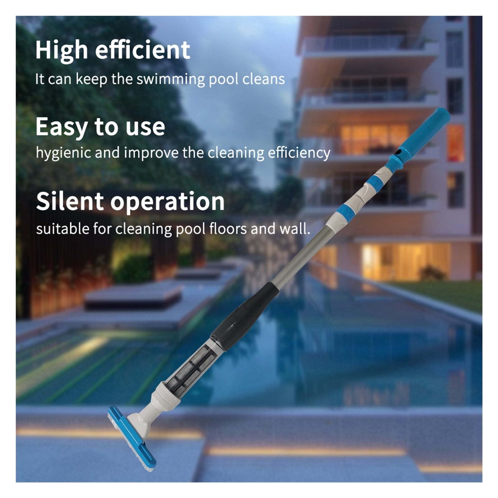 3 Section Telescopic Rod Swimming Pool Electric Vacuum Cleaner Swimming Pool Cleaning Tool Pool Handheld Vacuum ,Great Suction Power