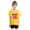 thumbnail image 1 of YOUSNH T-Shirt à Manches Courtes Col Rond Imprimé Mode Mignon pour Filles, Décontracté, Ample, Été, Jaune 6-8 Ans, 1 of 5