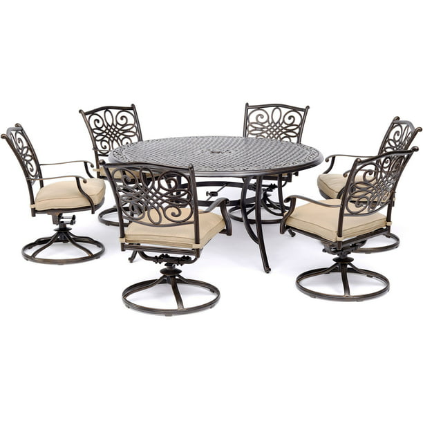 Traditions 7 Piece Outdoor Dining Set, Round Table Patio Set For 6