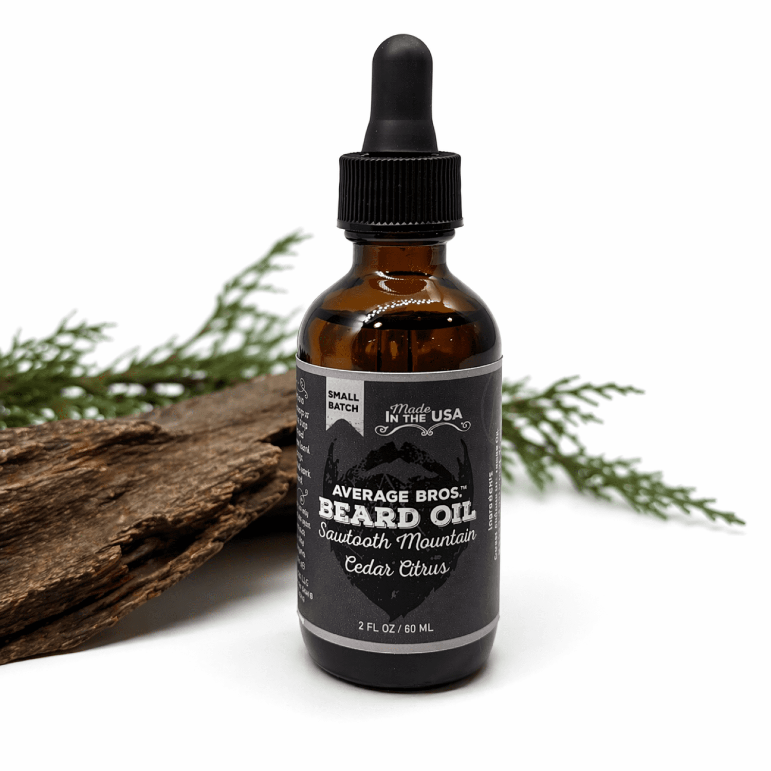 Average Bros Beard Oil, Sawtooth Mountain Cedar Citrus, Hydrating Formula, 2 fl oz.