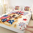 thumbnail image 5 of Manfei Cute Patriotic Dog Bed Sheets, Firework Stars Full Size Sheets, Red Blue White, Navy Reversible 4-Piece (1 Flat Sheet, 1 Fitted Sheet and 2 Pillowcases), 5 of 6