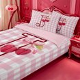thumbnail image 3 of meiyoeat Ribbon Bow Monogram J Zipper Full Size Comforter Sets with Fitted Sheet and 2 Pillowcases,Pink Cherry Initial Art Zipper Bedding Set For Girl,Pink Reversible,4-Piece, 3 of 7