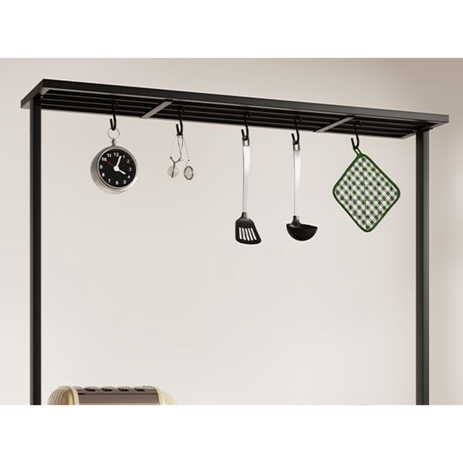 AOILE 42" Kitchen Island with Storage, Heavy-Duty Cart with 30mm Thick Countertop, Shelves & Hooks