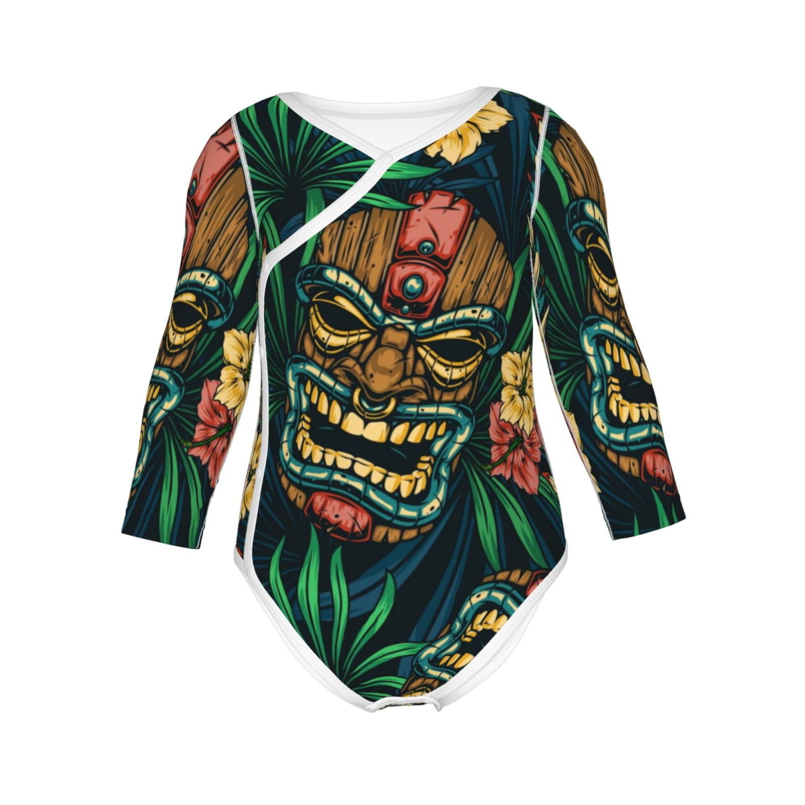Picia Tropical Tribe Mask for unisex-baby Long-sleeve Bodysuit,Newborn Baby Boy Girl Onsies Bodysuit-12 Months