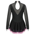 thumbnail image 3 of Aislor Girls Mesh Splice Figure Ice Skating Long Sleeves Ballet Dance Gymnastics Leotards Tutu Dress Size 6-16 Pink 10, 3 of 7
