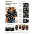 thumbnail image 3 of DOKOTOO Blouses for Women Boho Floral Print V Neck Tunic Tops Casual Summer Loose 3/4 Sleeve Chiffon Shirts, 3 of 10