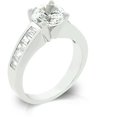 thumbnail image 1 of Véritable Bague Anniversaire en Rhodium avec Baguettes 2ct Ronde et Channel Set en Silvertone - Taille 5, 1 of 1