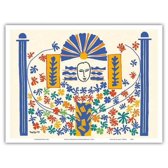 Apollo (Apollon) - Artist Model for a Ceramic Tile Mural - Matisse - Vintage Illustration by Henri Matisse c.1953 - Master Art Print (Unframed) 9in x 12in