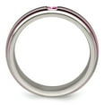 thumbnail image 2 of Solid Titanium Triple Groove Pink Anodized and Pink Sapphire Wedding Band Ring Size 5, 2 of 8
