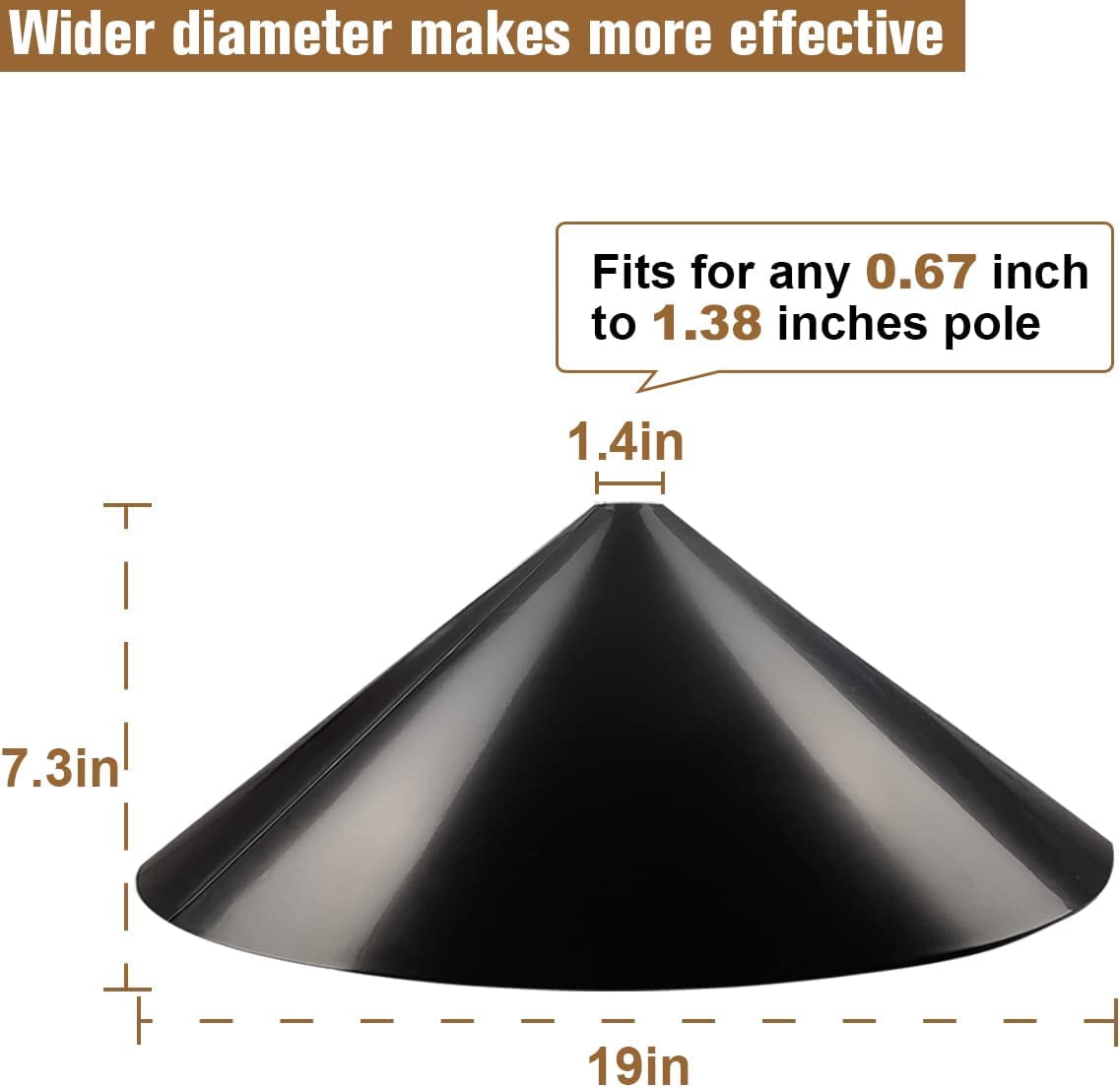 Squirrel Baffle for Bird Feeder Pole, Outside Pole Mount Bird House Guard for Outdoor Shepherd’s Hook, 19 Inch Diameter, 1 Pack