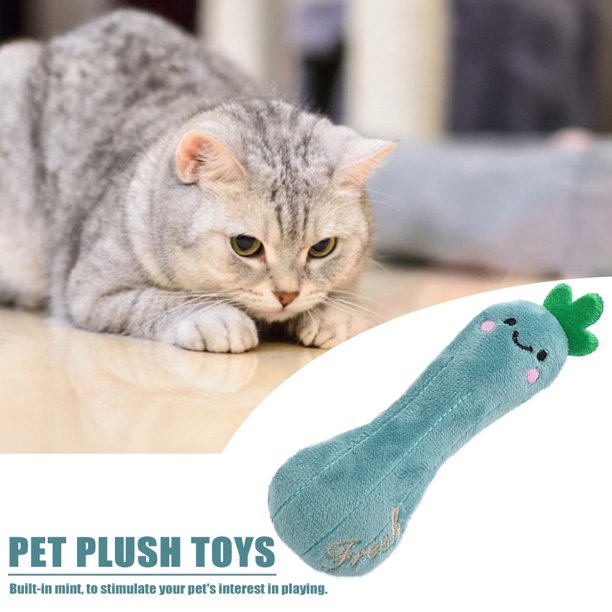 Juguete De Menta De Gato De Peluche Juguete de hierba gatera con forma de vegetal para pulgar con garras interactivas de menta para gatos (lufa) Wdftyju Libre de BPA