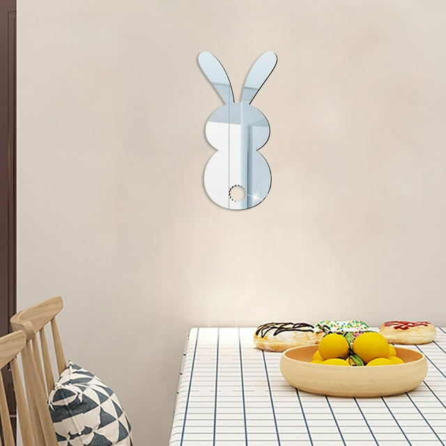 Agiferg 3D Acrylic Wall Decals Frameless Full Length Mirror Easter Rabbit Gym Length Mirror For Wall Bathroom Bedroom Door Tiles