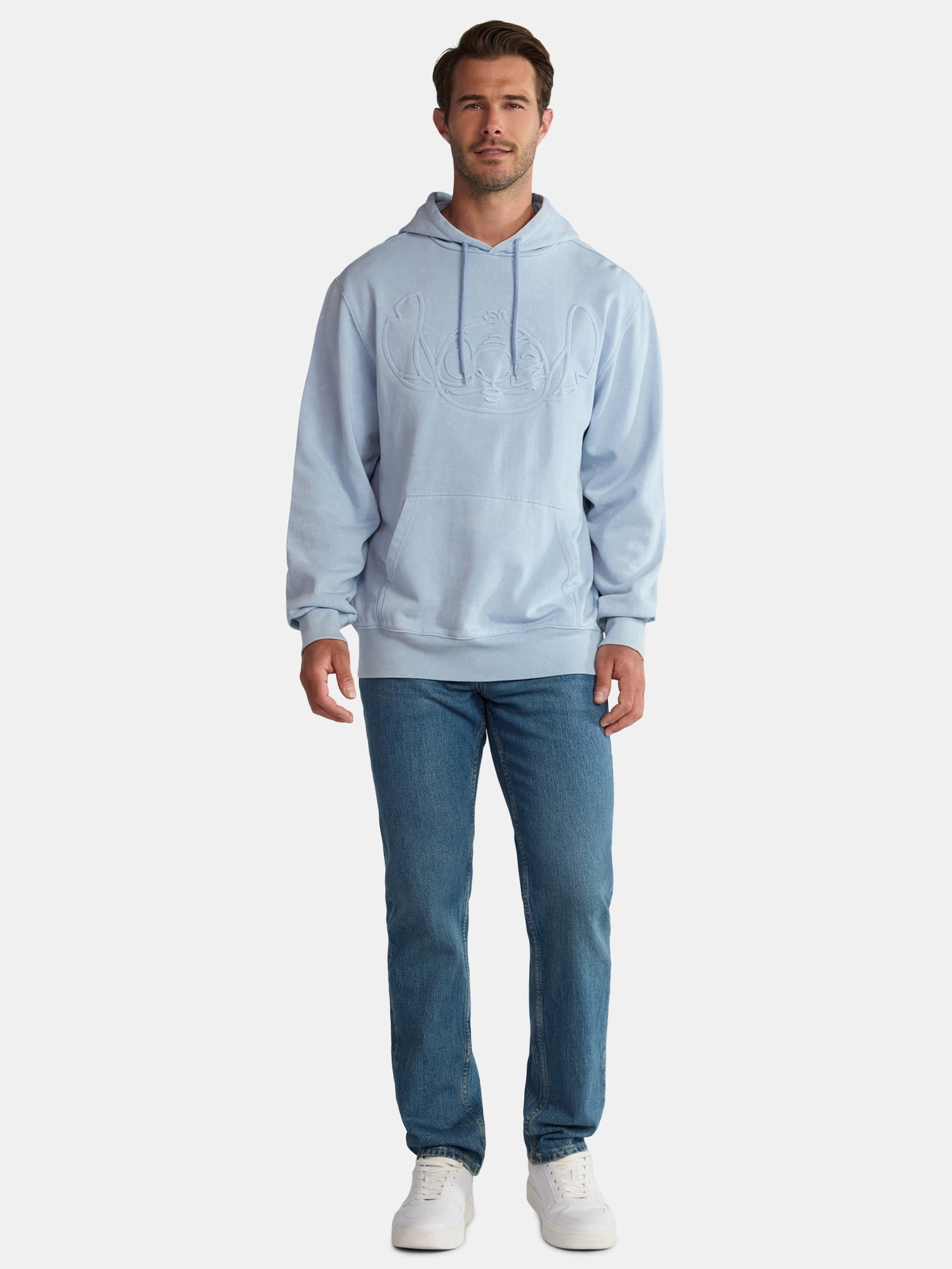 Stitch Men's and Big Men's Graphic Mineral Washed Hoodie with Long Sleeves, Sizes XS-3XL