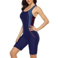 thumbnail image 4 of Women One Piece Printed Swimsuit Sports Racerback Athletic Training Swimwear Color Block, 4 of 6